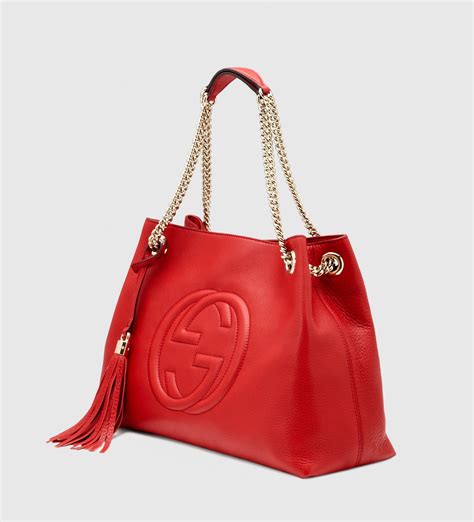 gucci soho leather shoulder bag red|Gucci soho small leather bag.